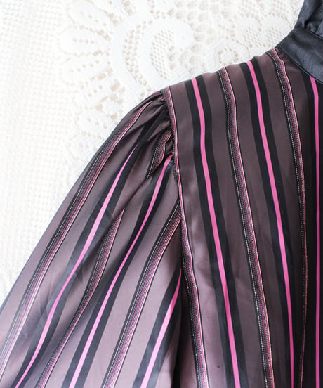 【Seek an nur】Euro Metallic Multi Stripe Blouse