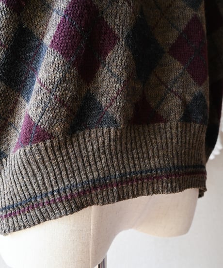 【tiny yearn】Italy Argyle Check Knit Vest