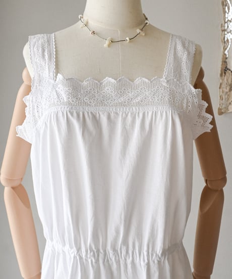 【Seek an nur】1900-20's antique cotton night dress