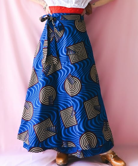 【tiny yearn】African Batik Wrap Flare Skirt