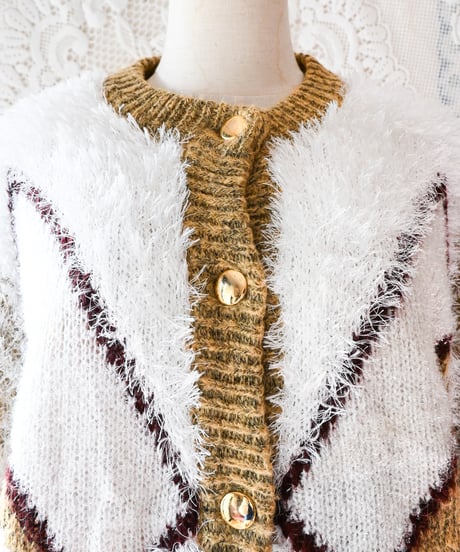 【Seek an nur】Shaggy Design Knit Cardigan