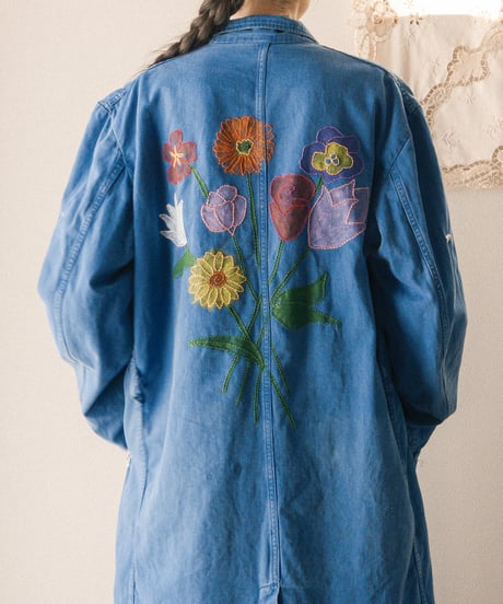 【tiny yearn】⁡60's French Embroidered Painted Work Coat