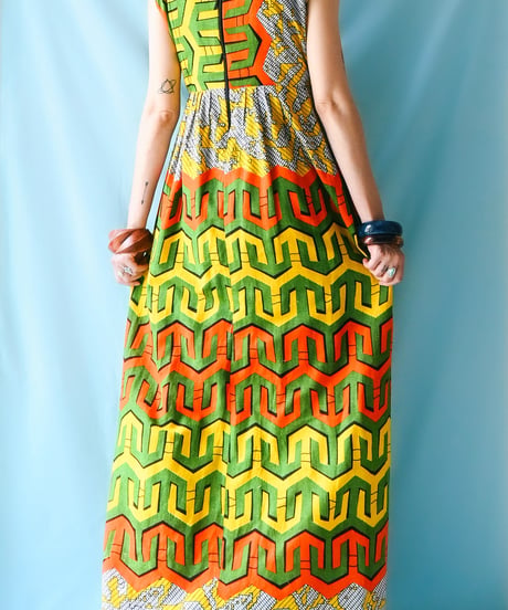 【tiny yearn】African Batik Maxi Dress