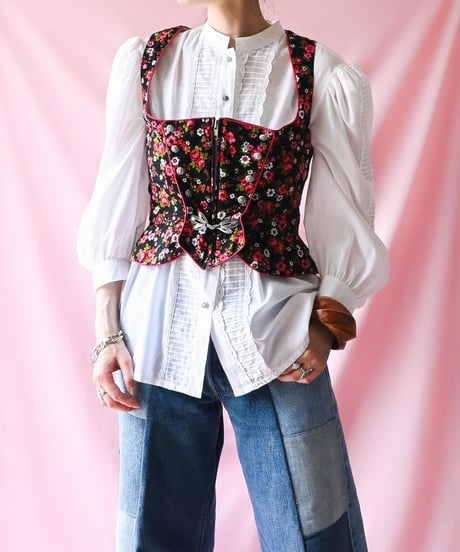【tiny yearn】Tyrolean Floral Dirndl Bodices Vest