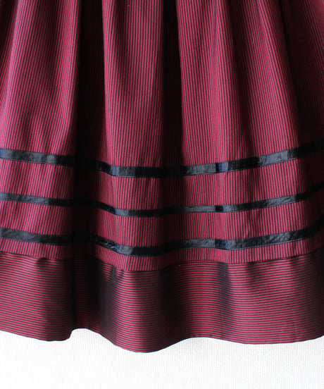 【Seek an nur】Austrian Stripe Flare Long Skirt