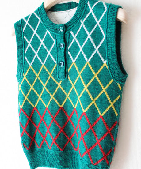 【tiny yearn】Vintage Euro Retro Check Knit Vest