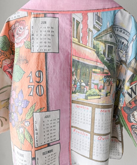 【curoam】Vintage tea towel patchwork shirt