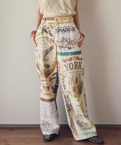 【curoam】Vintage tea towel patchwork pants