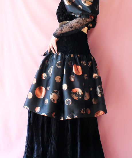 【tiny yearn】Germany Velours Shirring Dot Dress
