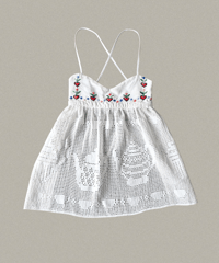 【Seek an nur】Vintage embroidered crochet cami