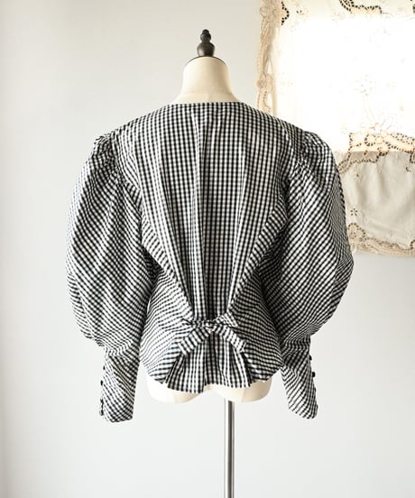 【Seek an nur】Euro Balloon Check Blouse