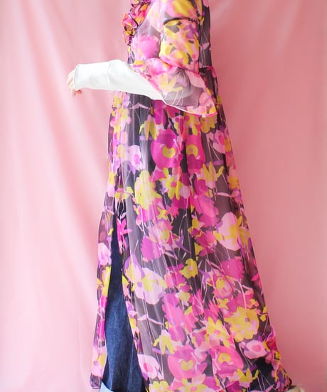 【tiny yearn】1970‘s Art Glow Sheer Night Gown