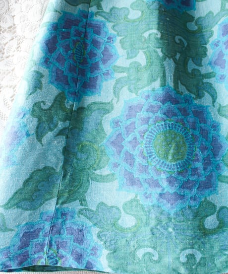 【tiny yearn】1970's Retro Floral Silk Maxi Skirt