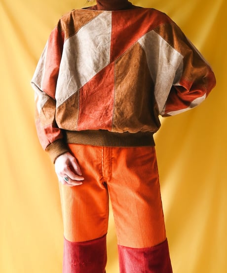 【tiny yearn】1970's Vintage Patchwork Suede Tops