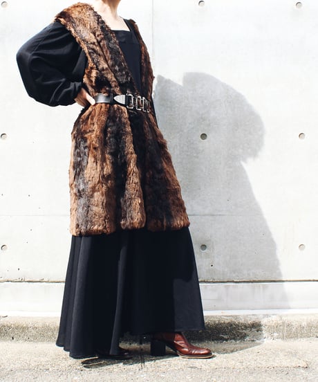 【Seek an nur】Balloon sleeve Black Maxi Dress