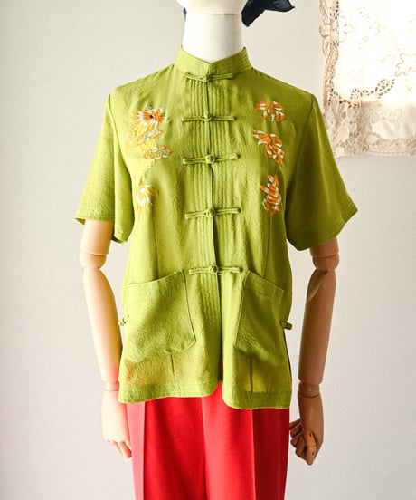 【curoam】Embroidered china blouse