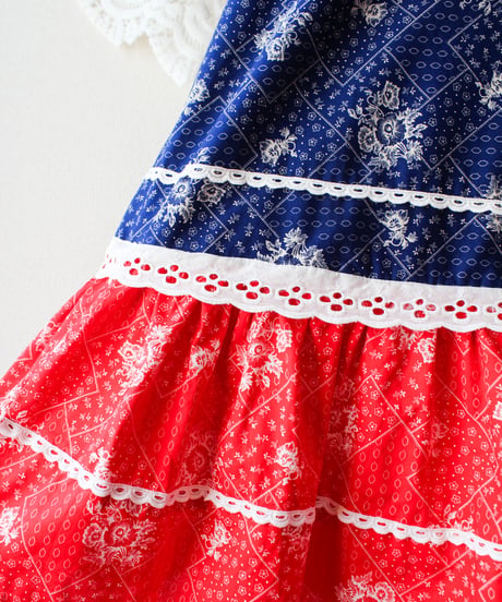 【tiny yearn】1970's German Floral Frill Lace Maxi Skirt
