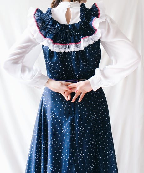 【Seek an nur】Euro Dot Lace Sheer Maxi Dress