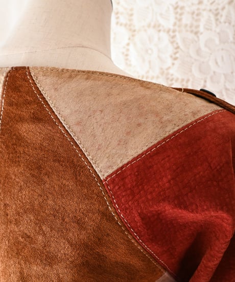 【tiny yearn】1970's Vintage Patchwork Suede Tops