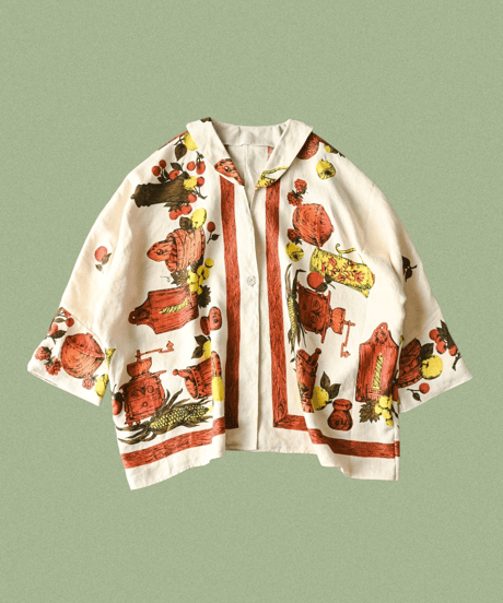 【curoam】Vintage fabric linen over jacket