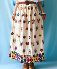 【tiny yearn】1970's Embroidered Ethnic Maxi Skirt