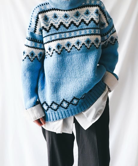 【Seek an nur】Norway Over Knit Sweater