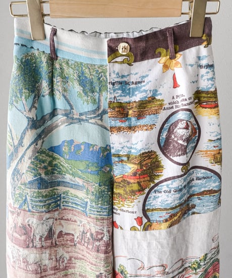 【curoam】Vintage tea towel patchwork pants