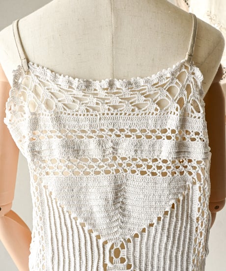 【Seek an nur】Vintage crochet patchwork cami