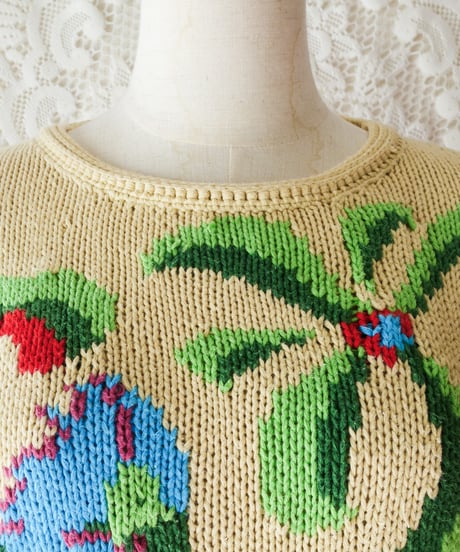 【tiny yearn】Parrot Pattern Cotton Knit Sweater
