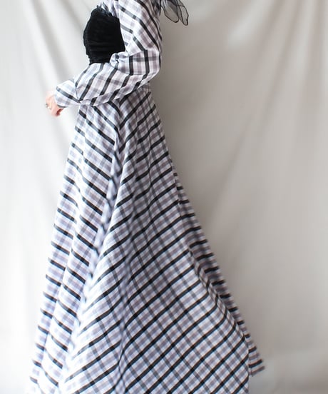 【Seek an nur】Check Flare Maxi Dress