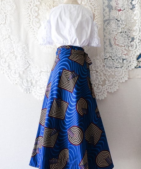 【tiny yearn】African Batik Wrap Flare Skirt