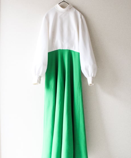 【tiny yearn】1970's Bicolor Flare Maxi Dress