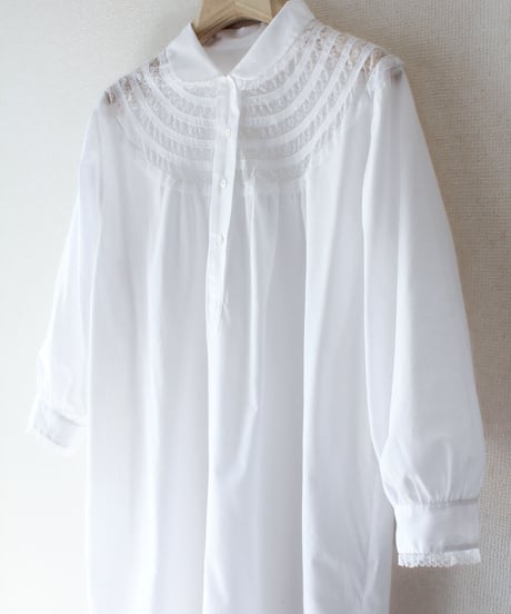 【Seek an nur】Euro Round Lace Night Shirt Dress