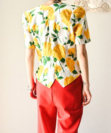 【curoam】French floral art blouse