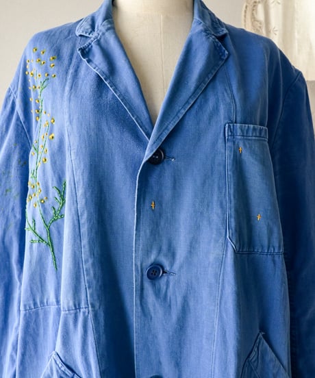 【tiny yearn】⁡60's French Embroidered Painted Work Coat
