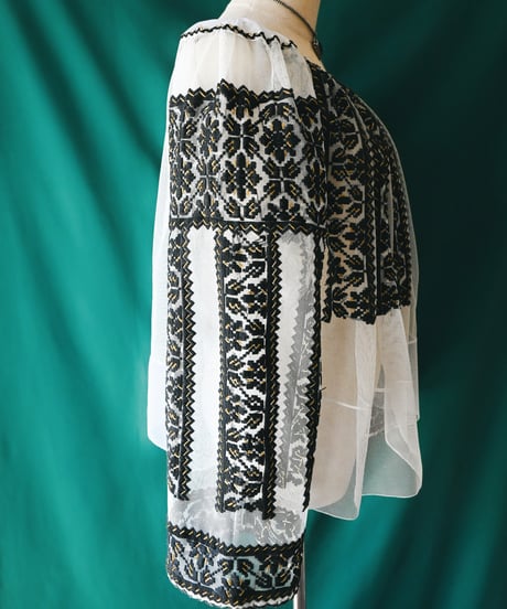 【Seek an nur】Romanian Vintage Beaded Tulle Blouse
