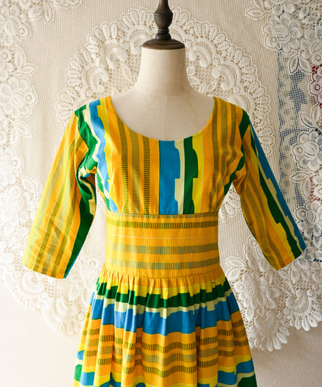 【tiny yearn】African Batik Flare Maxi Dress