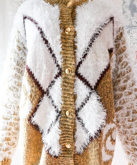 【Seek an nur】Shaggy Design Knit Cardigan