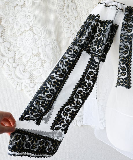 【Seek an nur】Romanian Vintage Beaded Tulle Blouse
