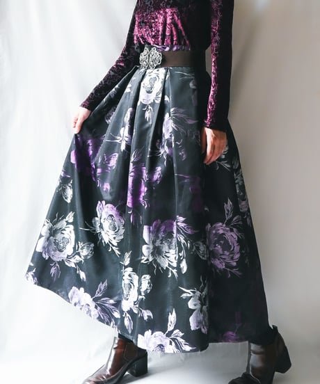 【Seek an nur】Euro Floral Satin Skirt