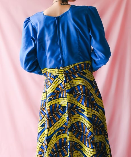 【tiny yearn】African Batik Flare Maxi Dress