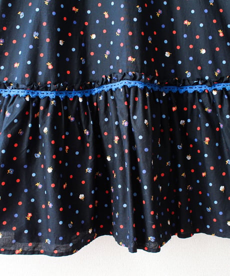 【Seek an nur】1970's German Dot×Floral Maxi Dress