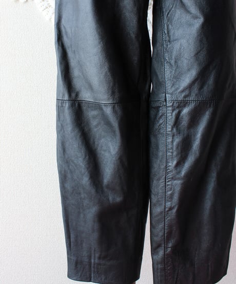 【Seek an nur】French Tuck Black Leather Pants