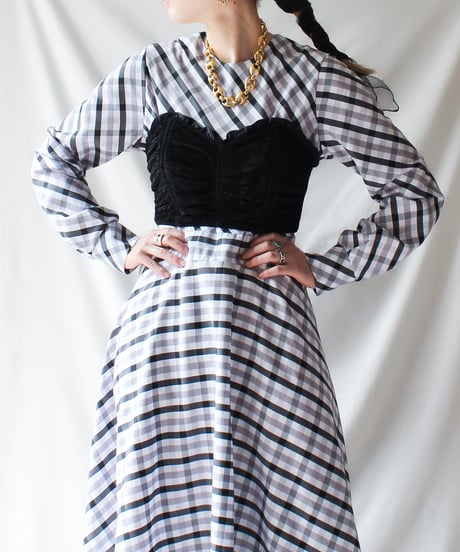 【Seek an nur】Check Flare Maxi Dress