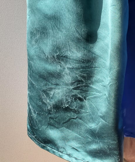 【tiny yearn】1970's USA Satin Silk Gather Flare Skirt