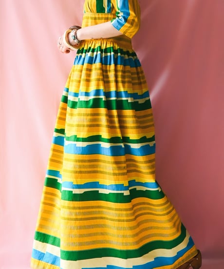 【tiny yearn】African Batik Flare Maxi Dress