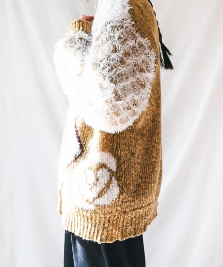 【Seek an nur】Shaggy Design Knit Cardigan