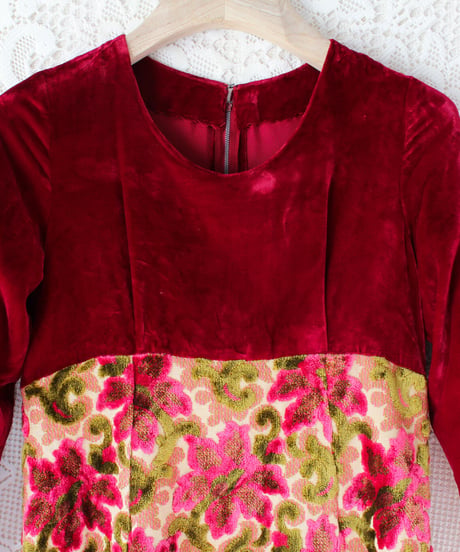 【Seek an nur】1960-70's Vintage Velvet Gobelins Maxi Dress