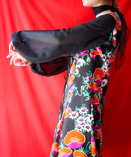 【tiny yearn】1970's German Trevira Floral Dress