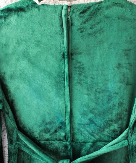 【Seek an nur】1970's Big Collar Velvet Maxi Dress